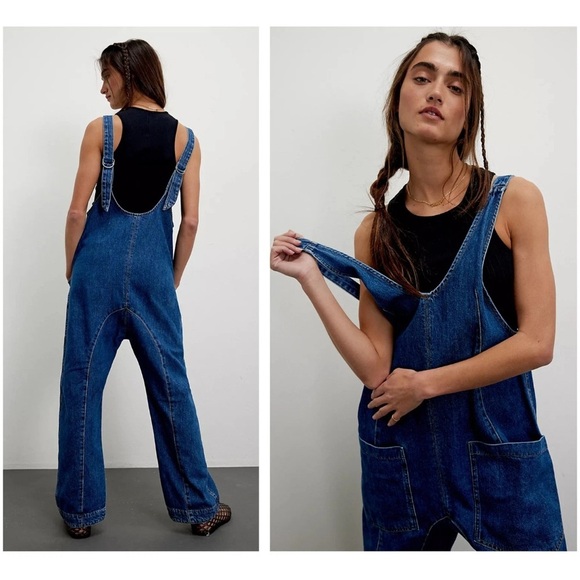 Free People - We The Free Blue Denim Women's Jumpsuit Size S - Picture 4 of 13